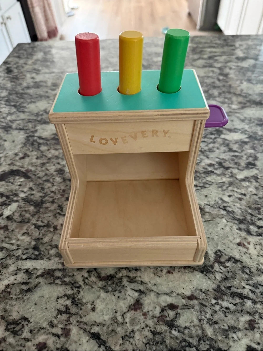LOVEVERY Wooden Peg Drop Toy Montessori Toddler Learning Toy